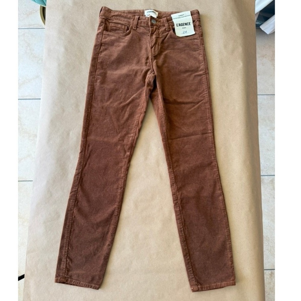 L'AGENCE Brown Margot High Rise Skinny Pants Womens 24 Corduroy New